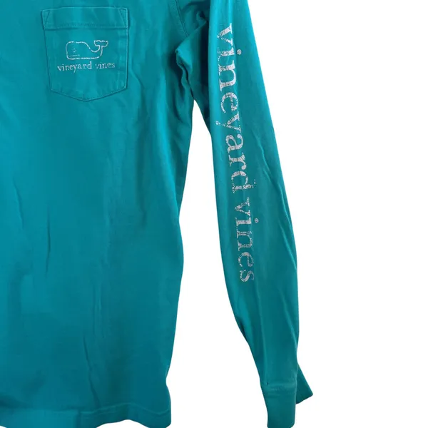 Vineyard Vines Whale L/S Logo Tee XXS Blue Green Cotton Graphic‎ Shirt Preppy - Image 8