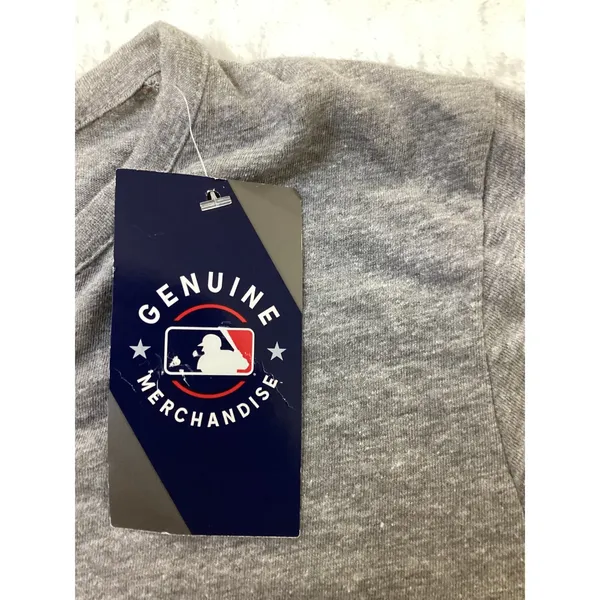 Majestic Atlanta Braves MLB Womens V-Neck Graphic T-Shirt Gray Heather Small NWT - Image 2