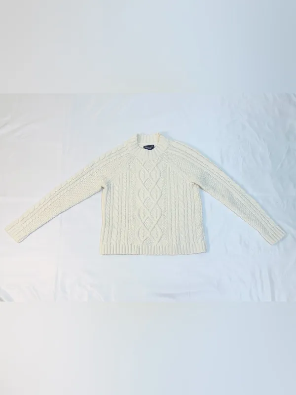 Abercrombie & Fitch Ivory Cable Knit Crewneck Sweater – Ivory – XS - Image 5