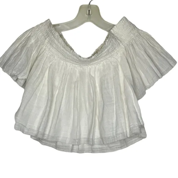 Free People Off Shoulder Crop Top White - Image 3