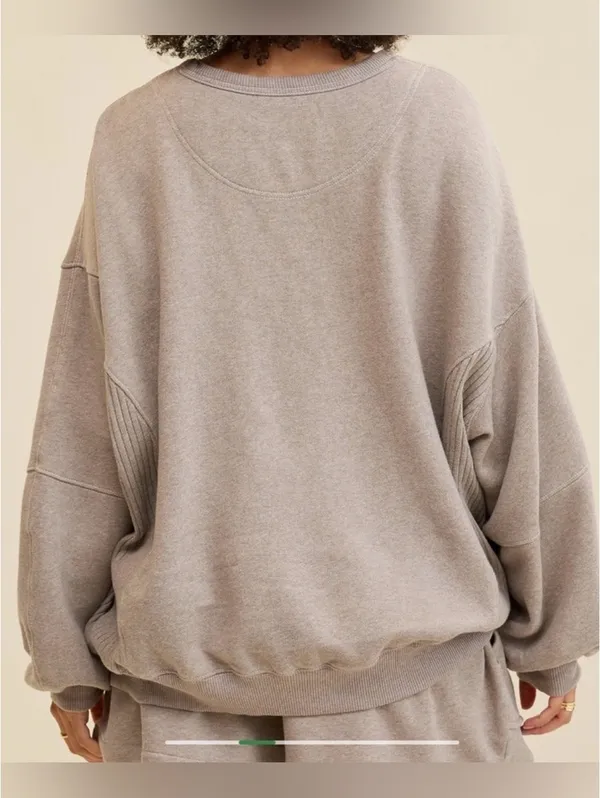 Aerie Tres Chic Oversized Minimalistic Neutral Streetwear Crewneck size xxs - Image 2