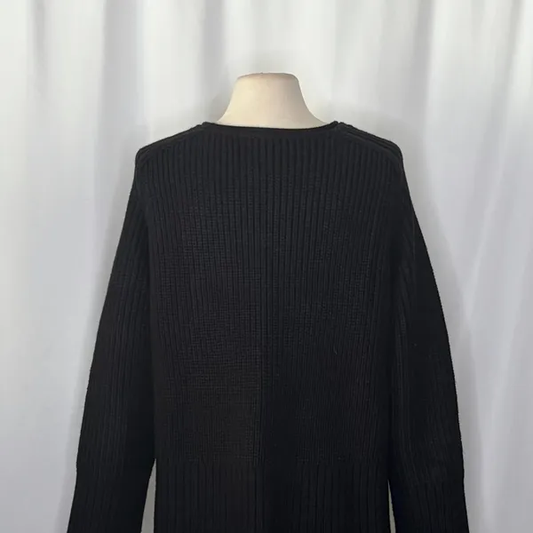 ZARA Wool Blend Solid‎ Black Shaker Knit Pullover Sweater Minimalist Medium - Image 12