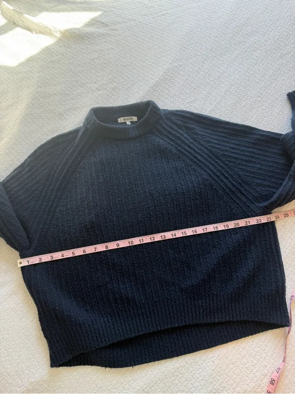 Madewell Ribbed Cotton Wool Blend Sweater XS Deep Indigo Navy - Image 5