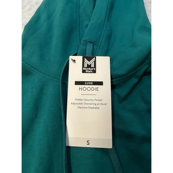 Member's Mark Luxe Hoodie Teal Taunt‎ Womens Small Pullover Sweatshirt NWT - Image 2
