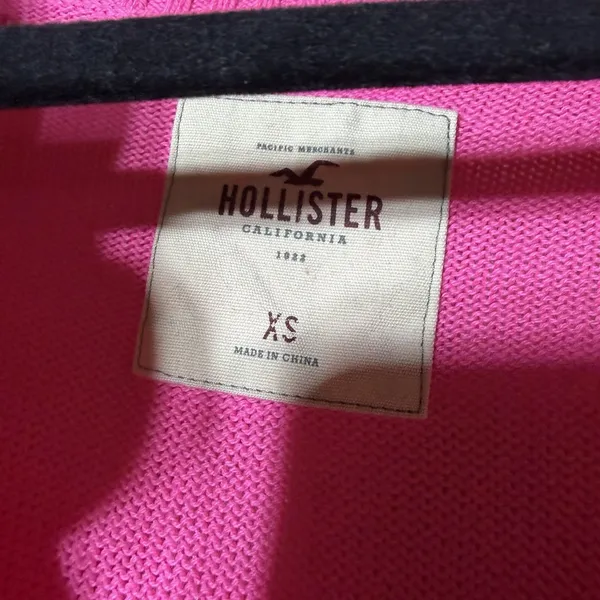 Hollister Pink V Neck Sweater Women's‎ XS Long Sleeve Knit Preppy Y2K Casual - Image 3