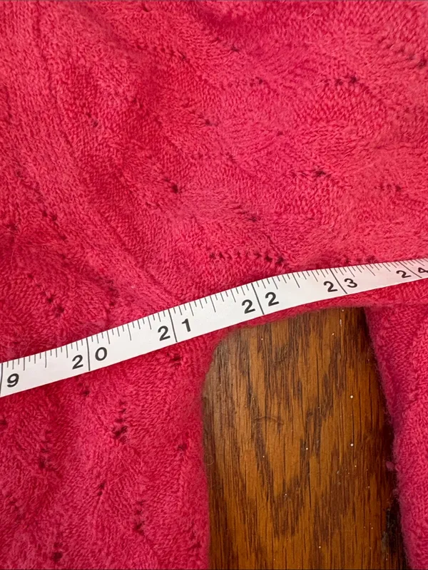 J.‎ Crew Fuzzy Bright Pink Cable Knit Button-Front Cardigan Size Medium Merino - Image 5