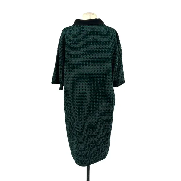 Zara Jacquard Polo Short Sleeve Tee Shirt‎ Dress Green Black Size Medium - Image 7