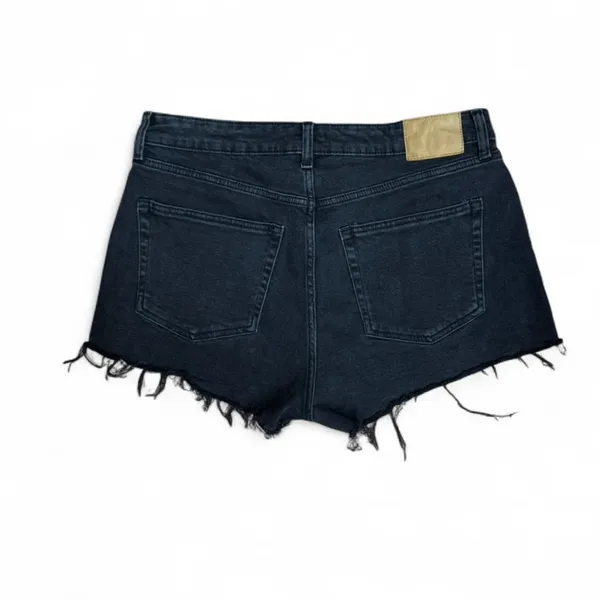H&M Black High-Waisted Denim Cut-Off Shorts - Women’s Size 12 - Raw Hem - Image 7