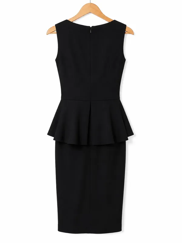 Eliza J Black Peplum Y2K 2010 Dress Size 2 Embellished rhinestone neck LBD - Image 2