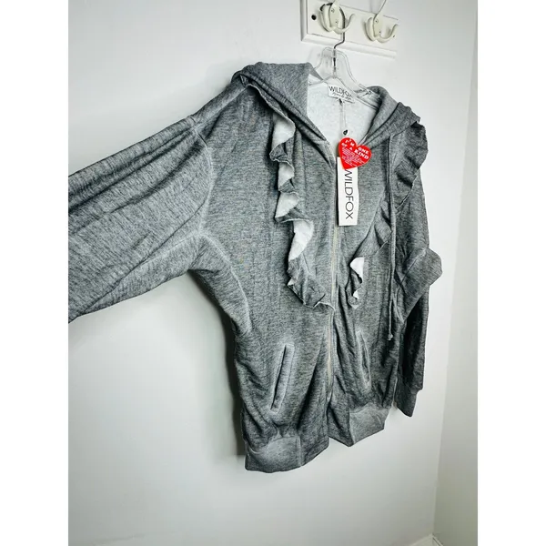 Wildfox Urban Outfitters Minka gray burnout full zip new oversized Sweatshirt - Image 9