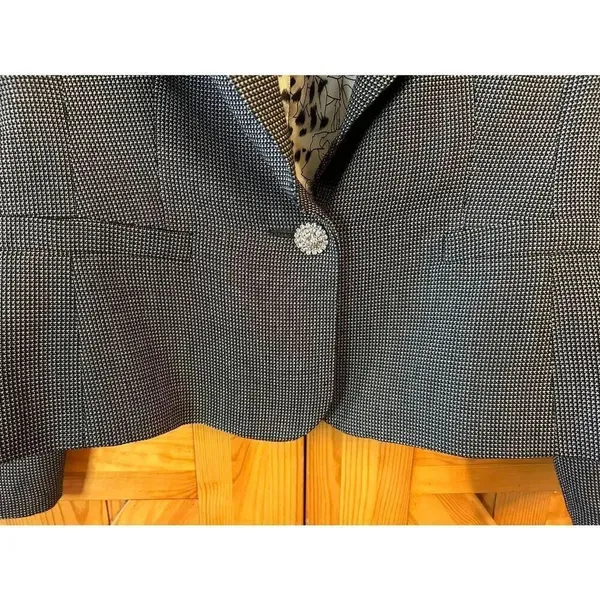 WD.NY Long Sleeve Black White Houndstooth Blazer Jeweled Buttons Size 14 (8756) - Image 2