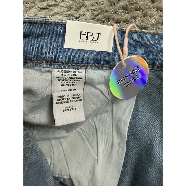 NWT BBJ Denim Shorts Womens 7/28 Glitter Distressed Ripped Cut Off High Rise - Image 9