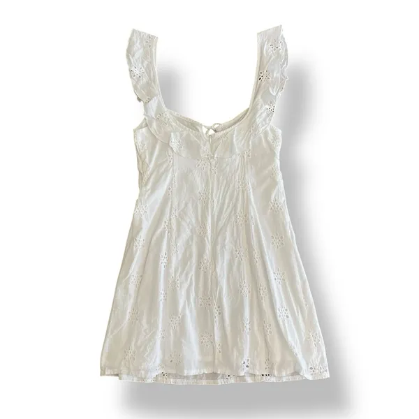 White Fox White Summer Crush Mini Dress Size Small Ruffled‎ Frill Sleeve - Image 4