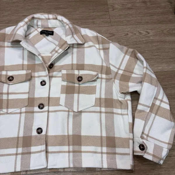 Love Tree Boutique Women's Plaid Button Up Jacket Size Large - Image 10