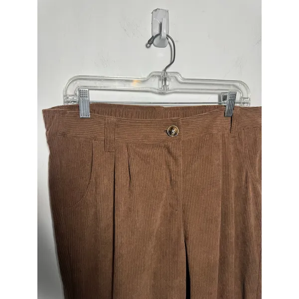 Halara High Waisted Corduroy Casual Pants Brown Wide Leg Pocket Trousers Size L - Image 5