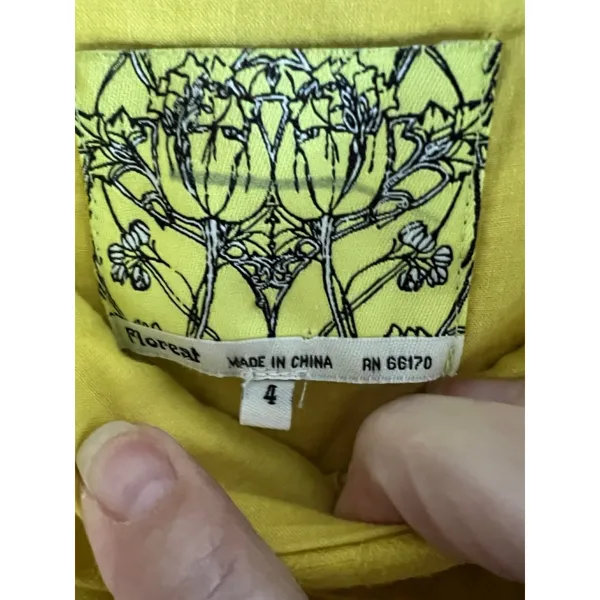 Anthropologie‎ Floreat Yellow and White Lace Cloud Dress Sleeveless Size 4 - Image 2