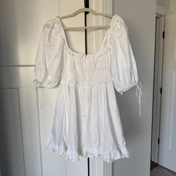 NWT For love and lemons Jackson Mini Dress‎ White Puff Sleeve New - Image 7