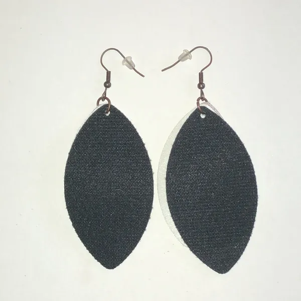 Football Print Layered Teardrop Earrings - Brown & Black - Image 4