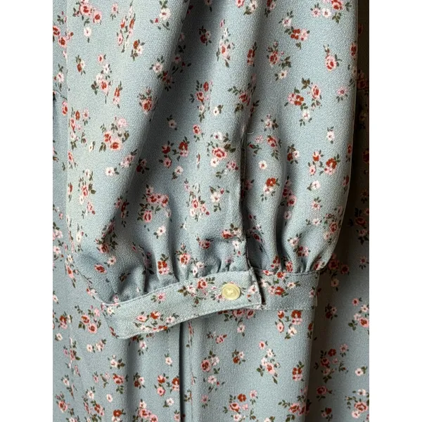 Levi's Cynthia Midi Dress Women Medium Blue Floral Button Front Prairiecore Boho - Image 9