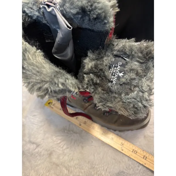 Santana Canada Weatherproof Winter Boots Grey Brown Faux Fur Trim Red Laces 40 - Image 5