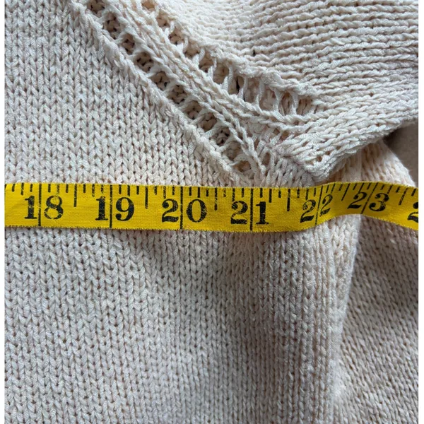 J.Crew Cream Roll Neck Pointelle Raglan Cotton Blend‎ Knit Sweater Large - Image 4
