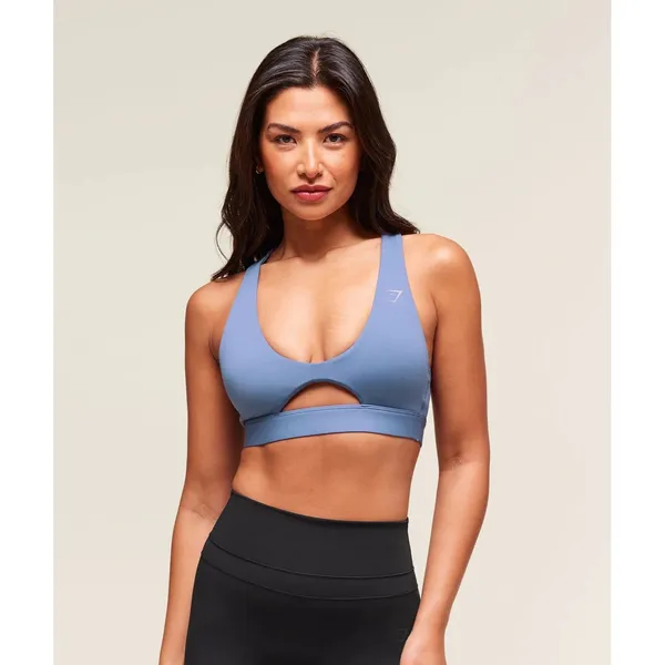 Gymshark Peek A Boo Sports Bra Worn Blue Size XS - Image 8