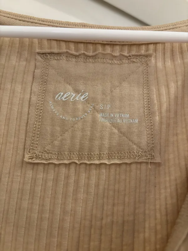 Aerie Henley Long Sleeve Brown Shirt - Image 2