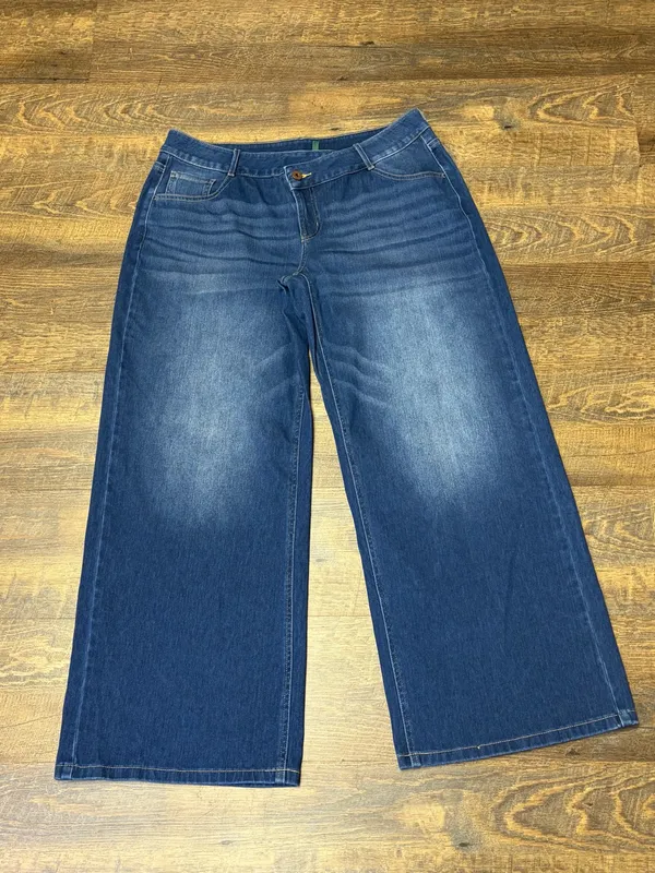 Halara Flex Denim Asymmetric Low Rise Button Zip Wide Leg Jeans Womens Large - Image 3