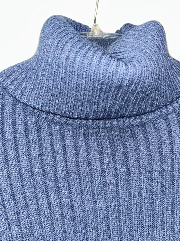 Blue Ribbed Knit Sweater Dress Women's Small - Image 2