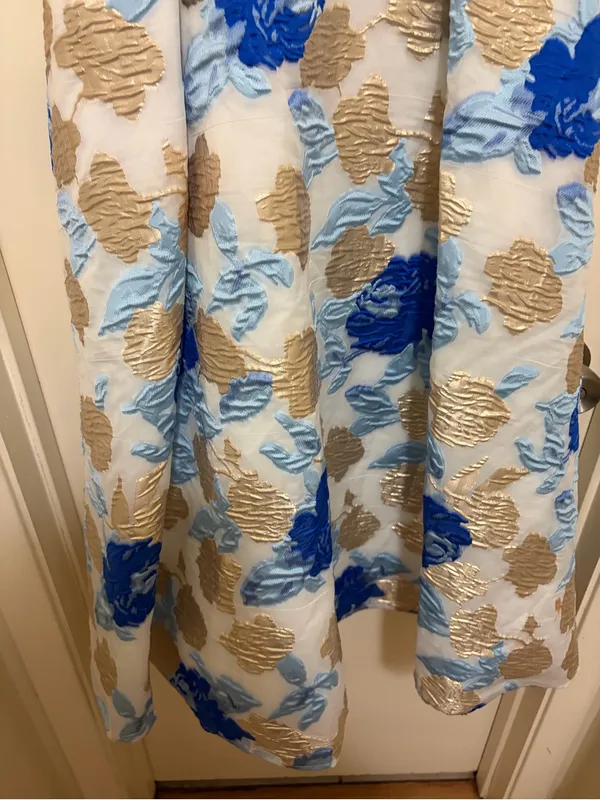 Nicole Miller Blue, Light Blue & Gold Floral Fit-and-Flare Dress - Image 3