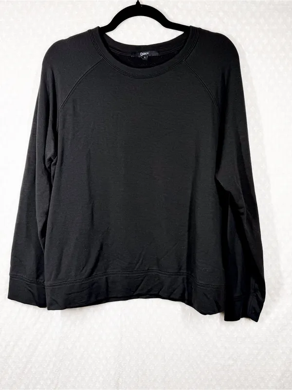 Quince Black Supersoft Fleece Crewneck Sweatshirt - Image 2