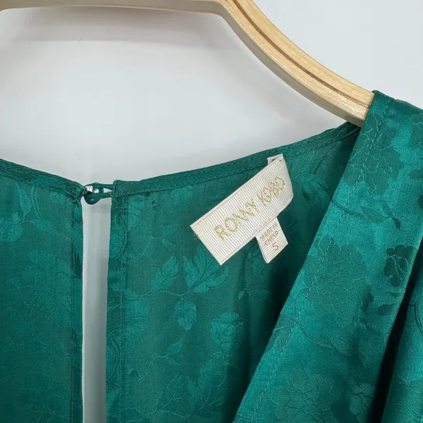 Ronny Kobo Carissa Dress Small Green‎ Silk Blend Ruched Floral Jacquard Cocktail - Image 10