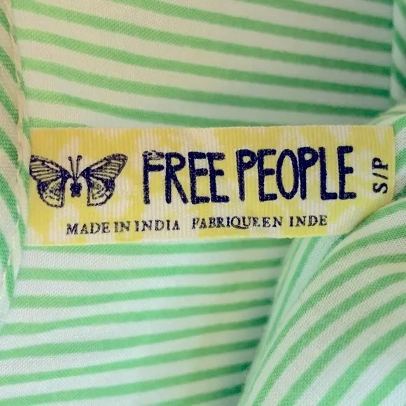 Free People Flutter Away Green Stripe‎ Ruffle Dress Size S - Image 11