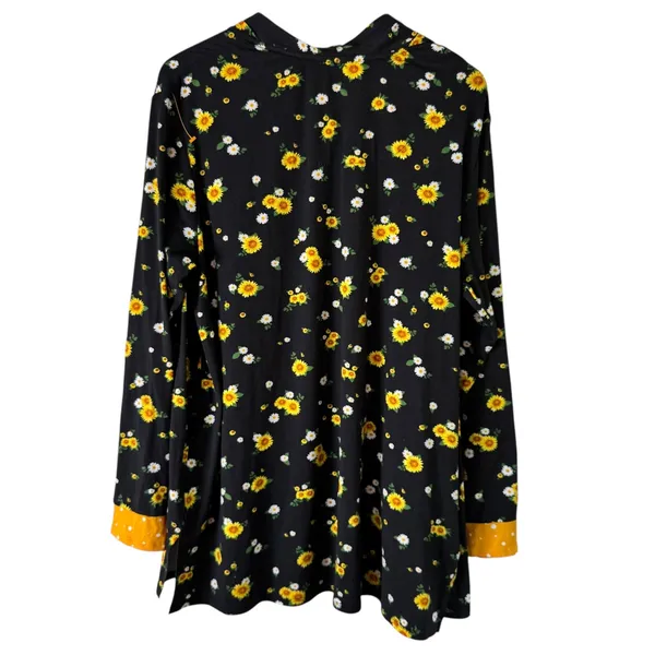 Comfort Code Floral Print Cardigan Open‎ Front Lightweight Sunflower Black L - Image 8
