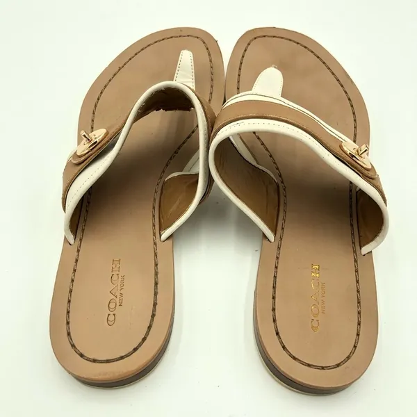 Coach Eileen Turlock Tan and White Sandals Size 9.5 - Image 5