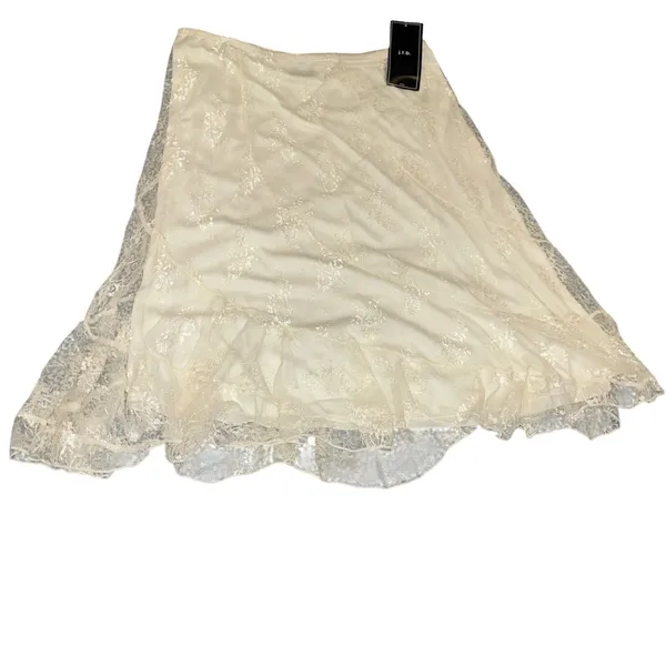 J.T.B. Women's White Lace Midi Skirt Ivory Embroidered Garden Party Cottagecore - Image 2
