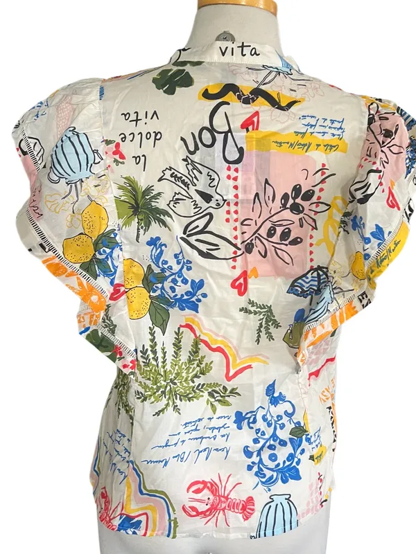 Marc New York cotton flutter-sleeve blouse Size Medium NWT - Image 4