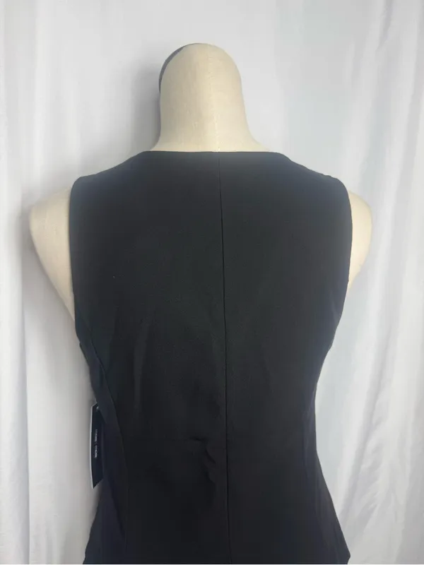 Black Button Front V-neck Sleeveless casual business Tailored Vest Top M NWT - Image 6