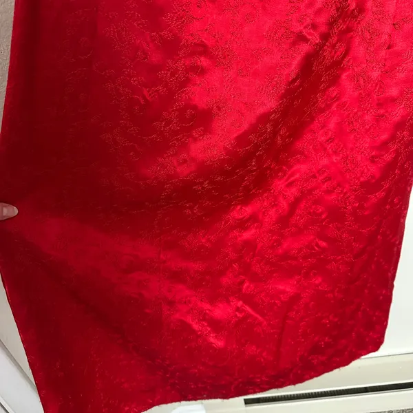 Vintage 90s Jessica McClintock Sz 6 Embroidered Satin Strapless Maxi Dress Gown - Image 10