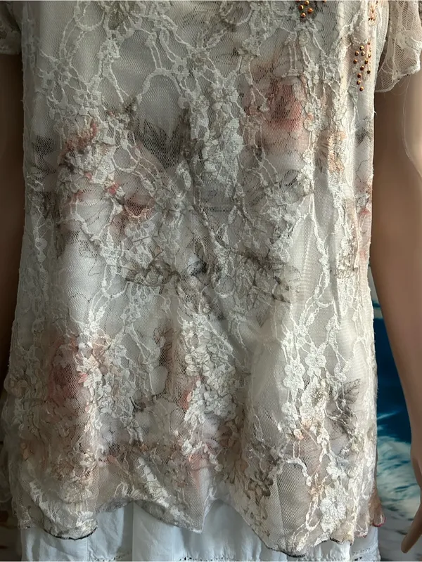 Brittany Black Floral Lace Overlay V-Neck Top Blouse Women’s SM - Image 8