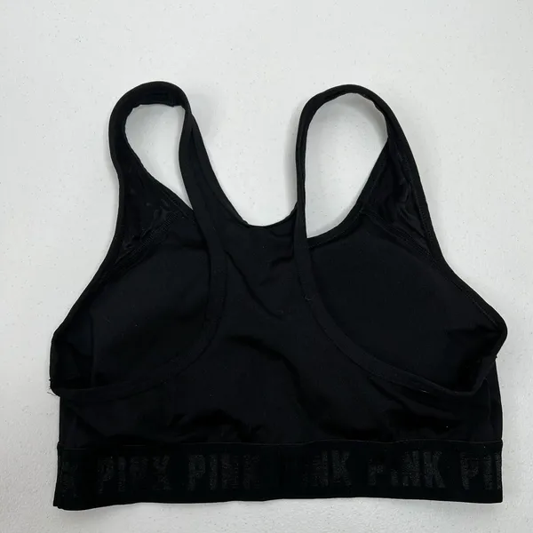 Victoria's Secret VS Pink Size S Sports Bra Ultimate Lightly Lined Black Padded‎ Band Logo Women’s - Image 4