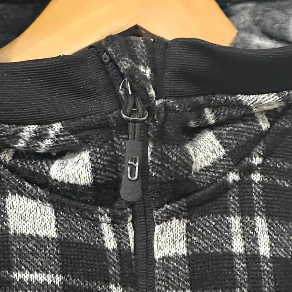 Women's Black and White Plaid Hoodie - Image 4