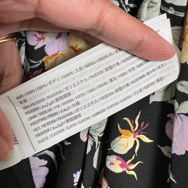 Abercrombie & Fitch Black Floral Midi Dress XS Pastel Flowers‎ Cottagecore - Image 9