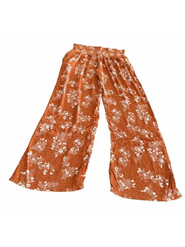 THREE DOTS TO Rust Floral Wide Leg Palazzo Pants - Size M - Image 2