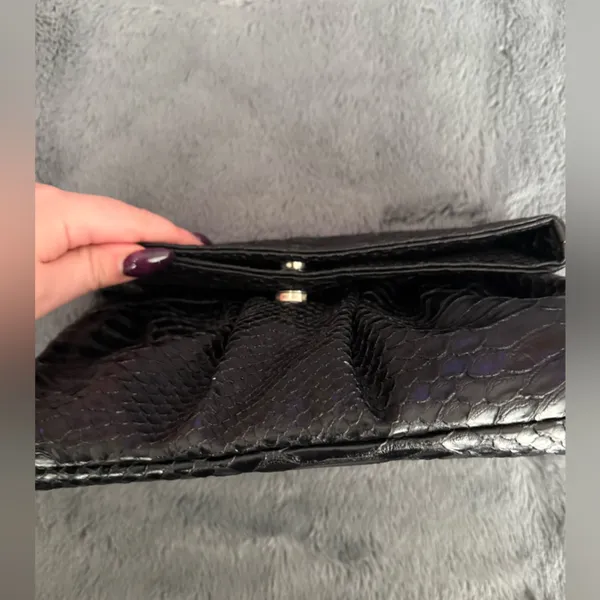 Kate Spade Black faux crocodile skin clutch - Image 4