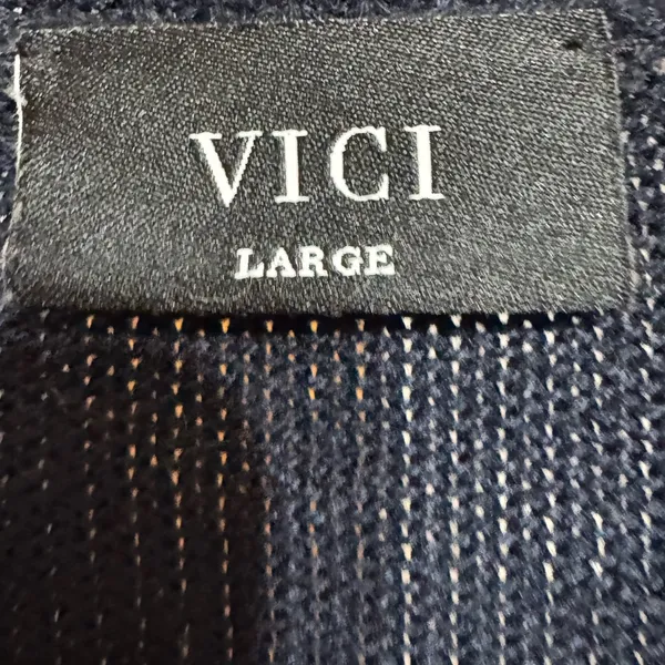 VICI Colorblock Knit Sweater Navy Rust Cream Casual‎ Chic sz L - Image 5