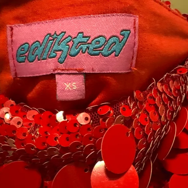 Edikted Red Sequin Mini Skirt - Image 2