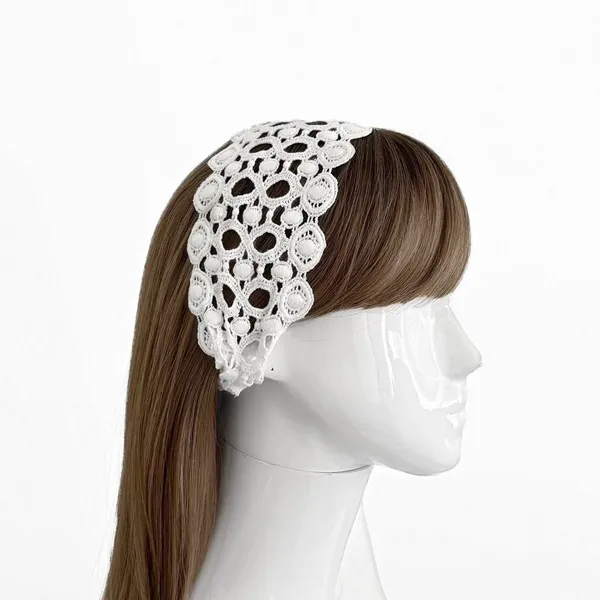 White Crochet Lace Headband - Image 2
