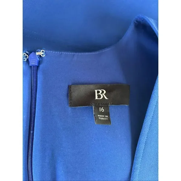 Banana Republic Anisa Mini Dress Blue Deep V Fit & Flare Sleeveless Size 16 - Image 2