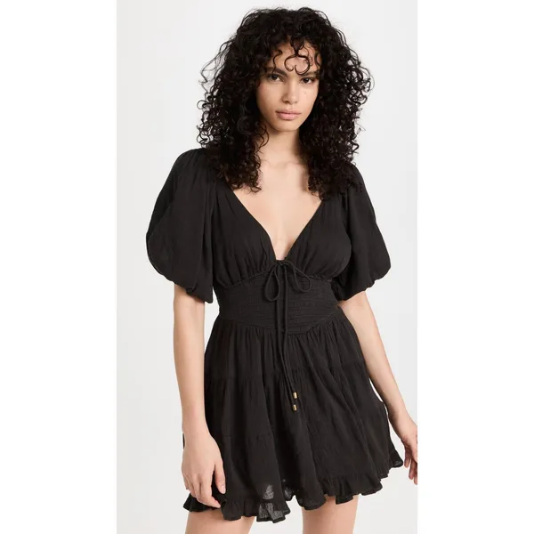 Free People Women's Perfect Day Cotton Mini Dress Black size Medium Open back - Image 2